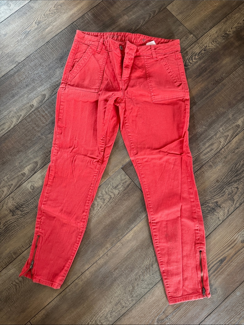 Tommy Hilfiger Red Skinny Jeans with Ankle Zips